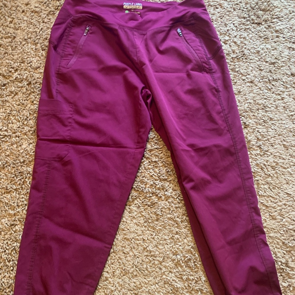 Purple Label Yoga Maroon jogger scrubs
